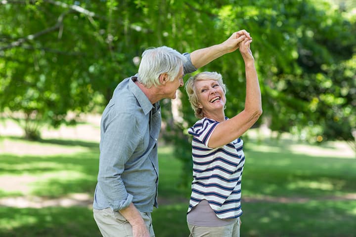 An older couple dancing