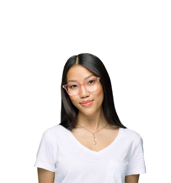 a cut out of a woman wearing a white shirt