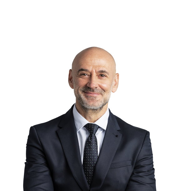 a cut out of a man wearing a suit looking professional and smiling at the camera