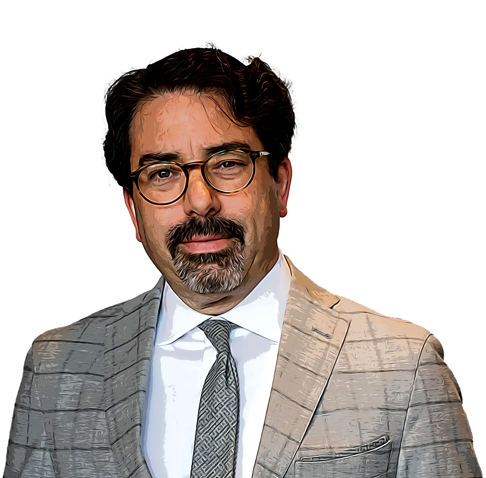 man in glasses smiling in suit cartoon image moshe