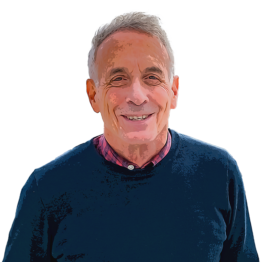 Man smiling in blue shirt cartoon image larry