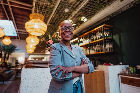 Portrait of a mature entrepreneur woman at coffee shop