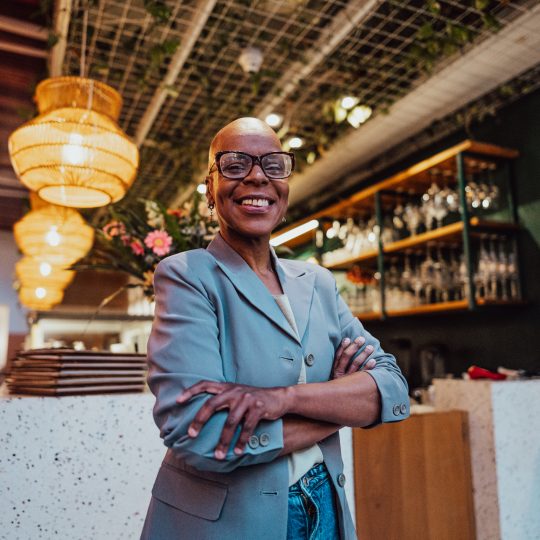 Portrait of a mature entrepreneur woman at coffee shop