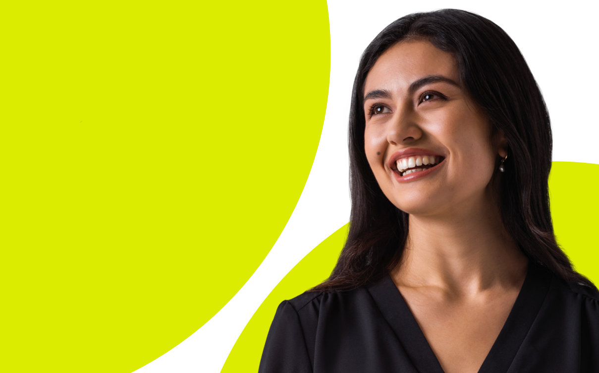 Costs and charges front cover featuring a brown adult woman smiling looking up to the top left.